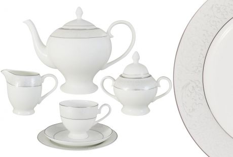 Сервиз чайный Anna Lafarg Emily "Мелисента", AL-14-310/21-E5, белый, светло-серый, 21 предмет