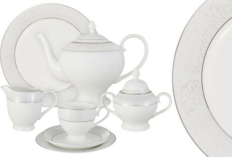Сервиз чайный Anna Lafarg Emily "Мелисента", AL-14-310/40-E5, белый, светло-серый, 40 предметов