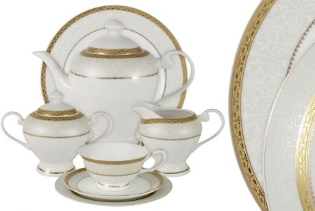 Сервиз чайный Anna Lafarg Emily "Бостон Голд", AL-16908/40G-E5, белый, золотой, 40 предметов