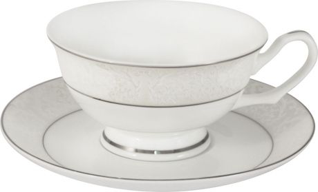 Чайная пара Anna Lafarg Emily "Мелисента", AL-14-310/CS-E5, белый, светло-серый, 200 мл