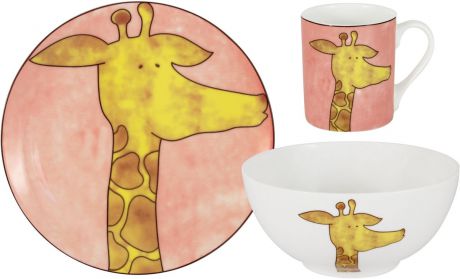 Набор столовой посуды Anna Lafarg Emily Улыбка "Жираф", AL-B17Q38-E6, розовый, желтый, 3 предмета