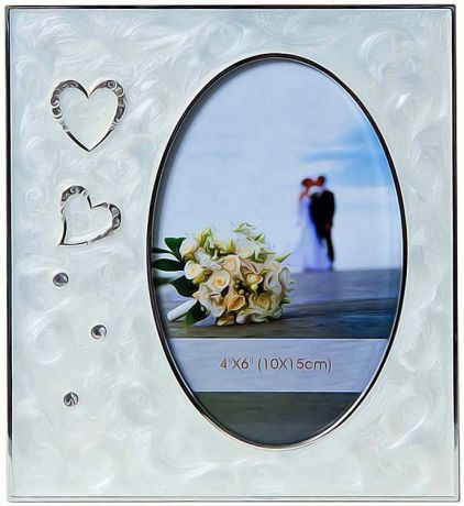 Фоторамка Platinum "Свадьба Сердца", со стразами, PF1418-4, белый, 10 х 15 см