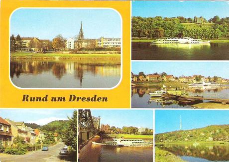 Почтовая открытка "Rund um Dresden". Германия, вторая половина ХХ века