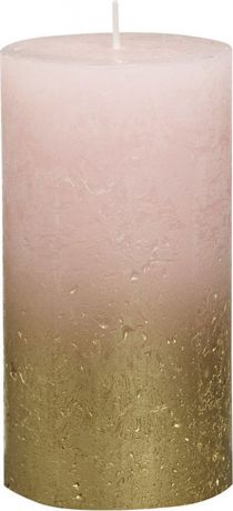 Свеча праздничная Bolsius Rustic, 103668646704, розовый, золотой, 13 х 6,8 см