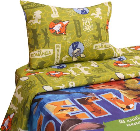 Комплект постельного белья Disney Зверополис, 1343387, разноцветный, наволочка 50x70