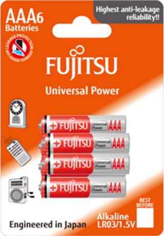 Батарейка щелочная Fujitsu Universal Power, 97580, тип ААА, 6 шт
