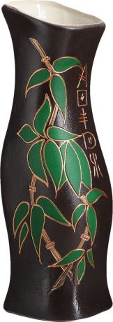Ваза Керамика ручной работы "Натали", 4045576, черный, зеленый