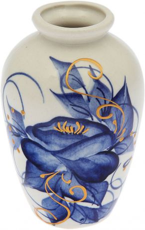 Ваза Керамика ручной работы "Адам", 1891139, белый, голубой, 8 х 8 х 12 см