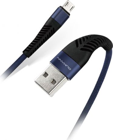 Кабель Qumann micro USB 2,1А, 21153, синий, 1 м