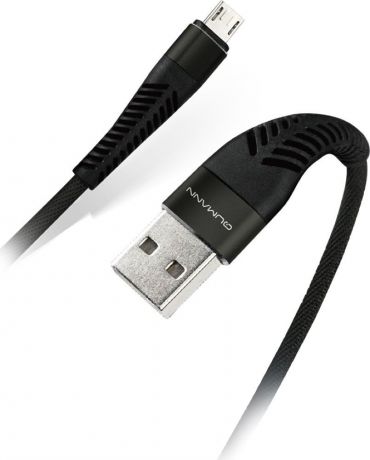 Кабель Qumann micro USB 2,1А, 21150, черный, 1 м