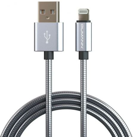 Кабель Qumann Lightning - micro USB 2,4А, 20220, черный, 1 м