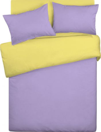 Комплект постельного белья Wenge Uno, 292561, 1,5-спальный, наволочки 70x70, сиреневый, желтый