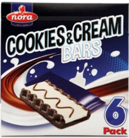 Печенье Nora Cookies&Cream, с какао, с белым кремом и молочным шоколадом, 150 г