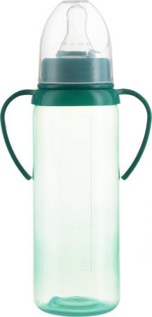 Бутылочка для кормления Курносики, с ручками, с соской, 11133, зеленый, 250 мл