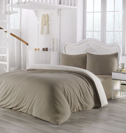 Комплект постельного белья Karna Sofa, 2988/CHAR002, евро, бежевый, светло-бежевый