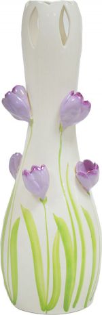Ваза Grand Kerama "Тюльпаны", 2953360, белый, фиолетовый, высота 48 см
