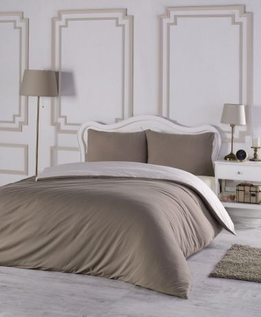 Комплект постельного белья Karna Sofa, 2988/CHAR010, евро, светло-бежевый, светло-коричневый