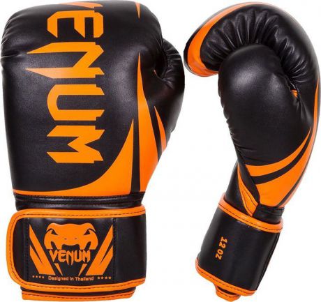 Боксерские перчатки Venum Challenger 2.0, черный, оранжевый, вес 16 унций