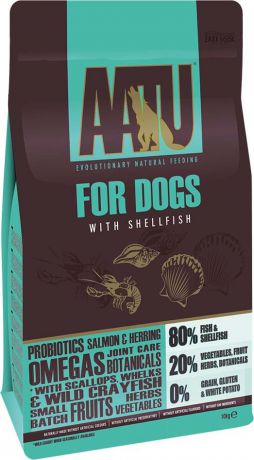 Корм сухой Aatu, для собак, с рыбой и ракообразными, 10 кг