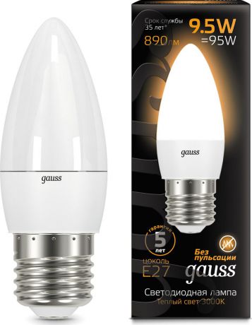 Лампочка Gauss Black LED, свеча, E27, 9,5W. 103102110