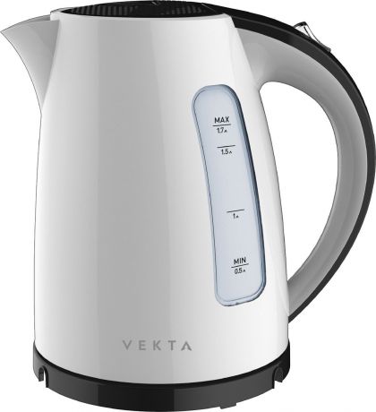 Электрический чайник Vekta KMP-1701, черный, белый, 1,7 л