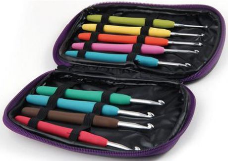 Набор Maxwell крючки для вязания, с эргономичными ручками, 2.0-6.0 мм + маркеры для вязания + иглы для сшивания + булавка петлесъемная