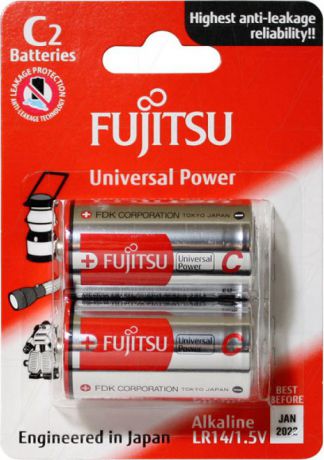 Батарейка щелочная Fujitsu Universal Power, 86200, тип LR14, 2 шт