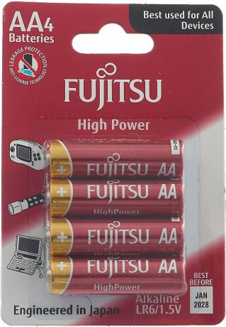 Батарейка щелочная Fujitsu High Power, 84450, тип АА, 4 шт