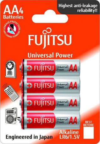 Батарейка щелочная Fujitsu Universal Power, 86300, тип АА, 4 шт
