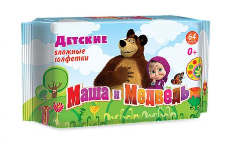 Маша и Медведь Влажные детские салфетки 64 шт