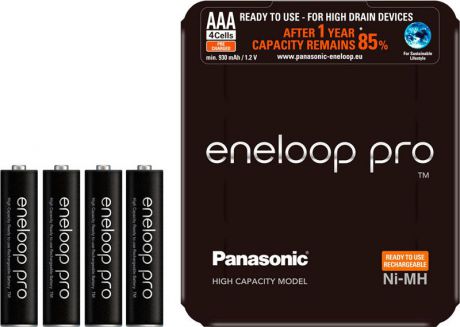 Аккумулятор Panasonic Eneloop Pro, BK-4HCDE/4LE, тип ААА, 900 mAh, 4 шт