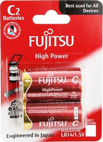 Батарейка щелочная Fujitsu High Power, LR14(2B)FH-W-W, тип LR14, 2 шт