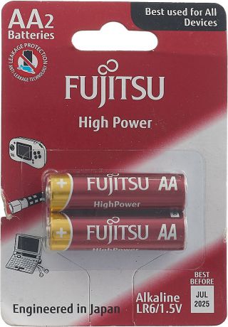 Батарейка щелочная Fujitsu High Power, LR6(2B)FH-W-FI, тип АА, 2 шт
