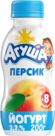 Йогурт питьевой 2,7% с 8 месяцев Агуша Персик, 200 г