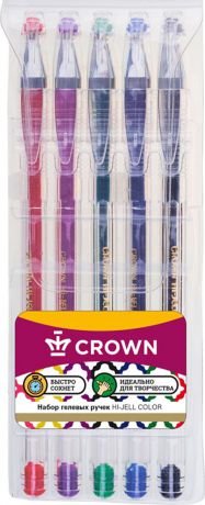 Набор гелевых ручек Crown Hi-Jell Color, 3349, 5 цветов