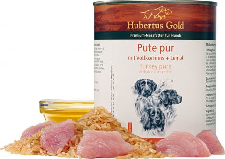 Консервы для собак Hubertus Gold, пюре из индейки с рисом, 800 гр