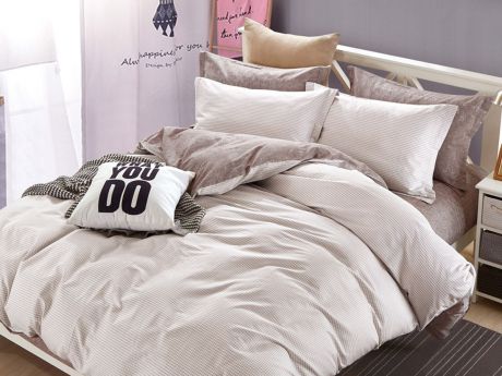 Комплект постельного белья Cleo Satin lux Реканати, 20/329-SL, бежевый, 2-спальный, наволочки 70x70