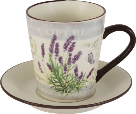 Чайная пара Anna Lafarg LF Ceramics Лаванда, AL-430F8556-1-L-LF, бежевый, сиреневый, 2 предмета