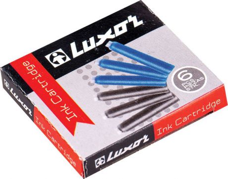 Картридж для перьевой ручки Luxor,197759, цвет чернил синий, 6 шт
