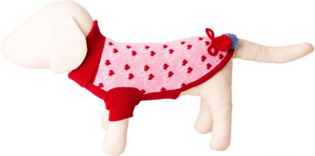 Свитер для собак Каскад "Сердечки" с помпонами, 52000653, розовый, размер S