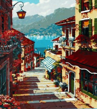 Набор для живописи Рыжий кот "Улица, ведущая к морю", 50 х 40 см