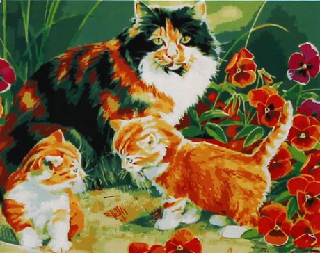 Набор для живописи Рыжий кот "Кошка с котятами", 50 х 40 см