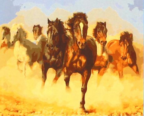 Набор для живописи Рыжий кот "Лошади в пустыне", 50 х 40 см