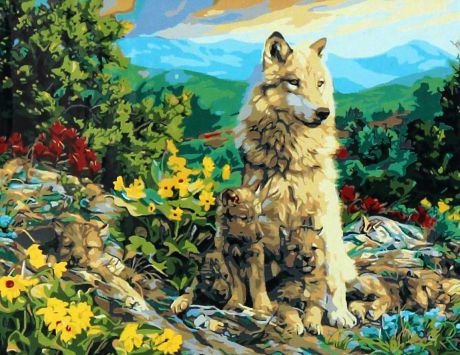 Набор для живописи Рыжий кот "Семья волков", 50 х 40 см