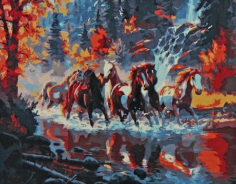 Набор для живописи Рыжий кот "Табун лошадей", 50 х 40 см