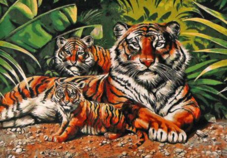Набор для живописи Рыжий кот "Тигрица и тигрята", 50 х 40 см