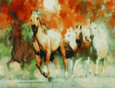 Набор для живописи Рыжий кот "Пять лошадей", 50 х 40 см