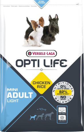 Корм сухой Versele-Laga Opti Life, для собак малых пород, контроль веса, с курицей и рисом, 2,5 кг