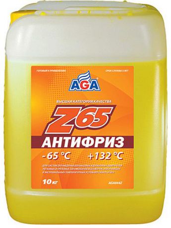 Антифриз AGA, AGA044Z, желтый, -65C, 10 л