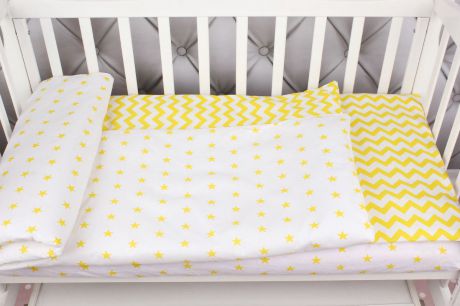 Комплект постельного белья детский AmaroBaby Baby Boom, желтый зигзаг, бязь, 3 предмета